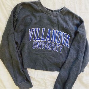 Cropped crew neck hoodie